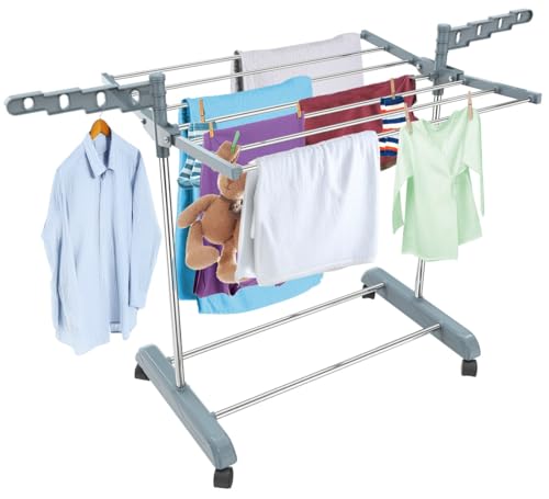 LiMETRO STEEL Stainless Steel Foldable Clothes Drying Stand Double Rack 120x54x5 cm Steel