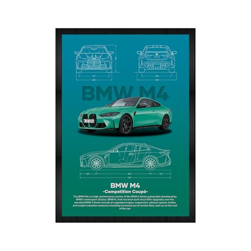CodersParadise F1 Red Racing Car Poster Frame A4 Framed Wall Art