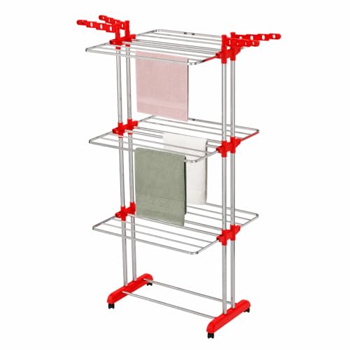 LiMETRO STEEL Stainless Steel Foldable Clothes Drying Stand Double Rack 120x54x5 cm Steel