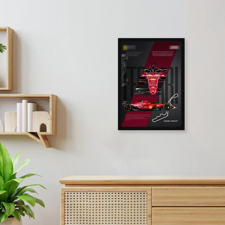 CodersParadise F1 Red Racing Car Poster Frame A4 Framed Wall Art
