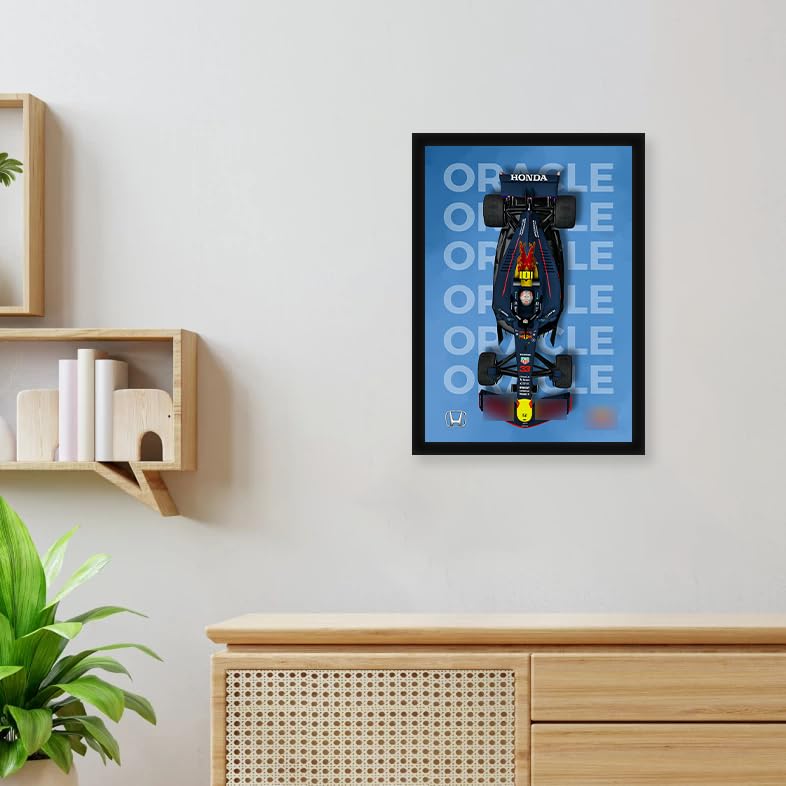 CodersParadise F1 Red Racing Car Poster Frame A4 Framed Wall Art