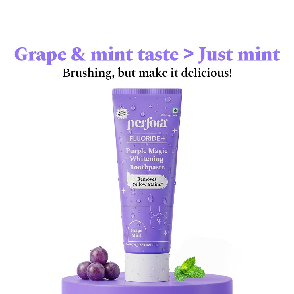 Perfora Purple Whitening Toothpaste-75g | Purple Toothpaste For Teeth Whitening | Teeth Stain Remover | Enamel Safe & Effective Teeth Whitener Oral care | Grape Mint