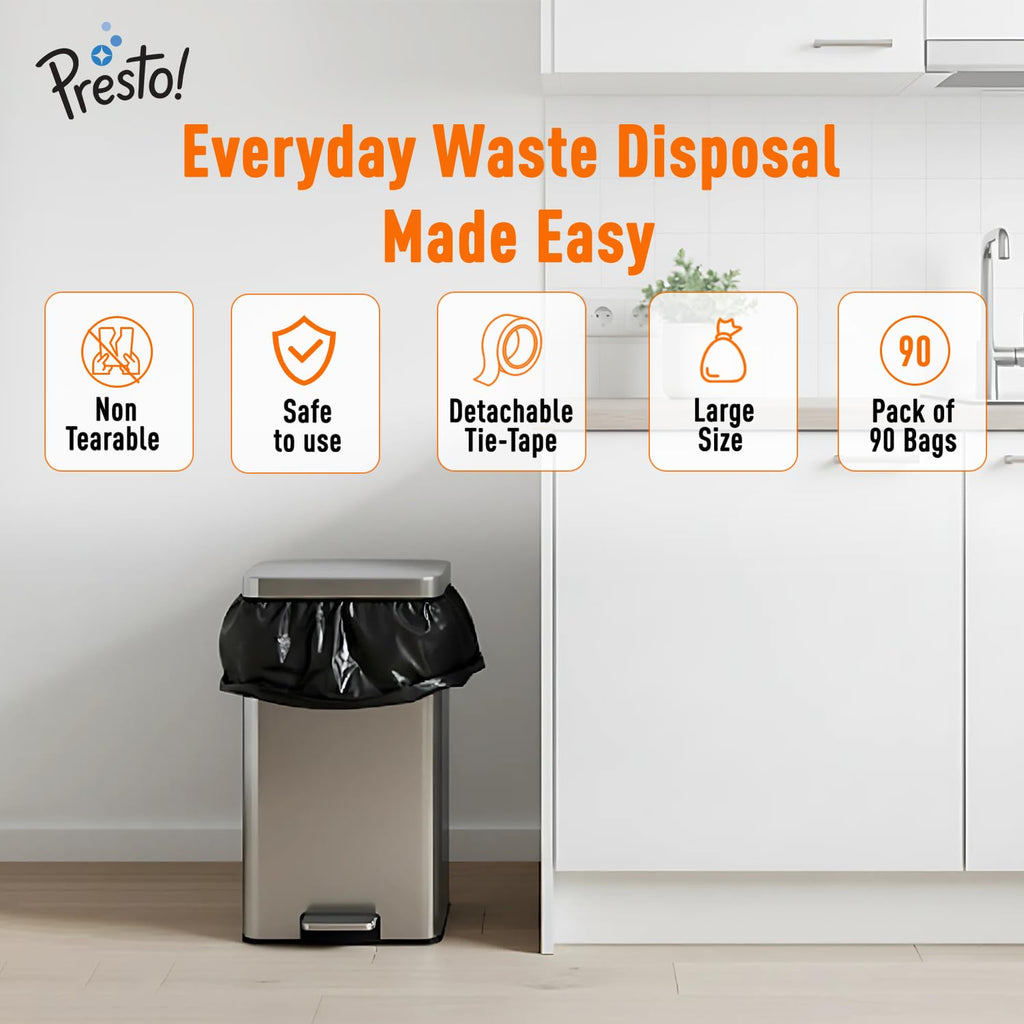Presto! Garbage Bags Medium 180 Count Black