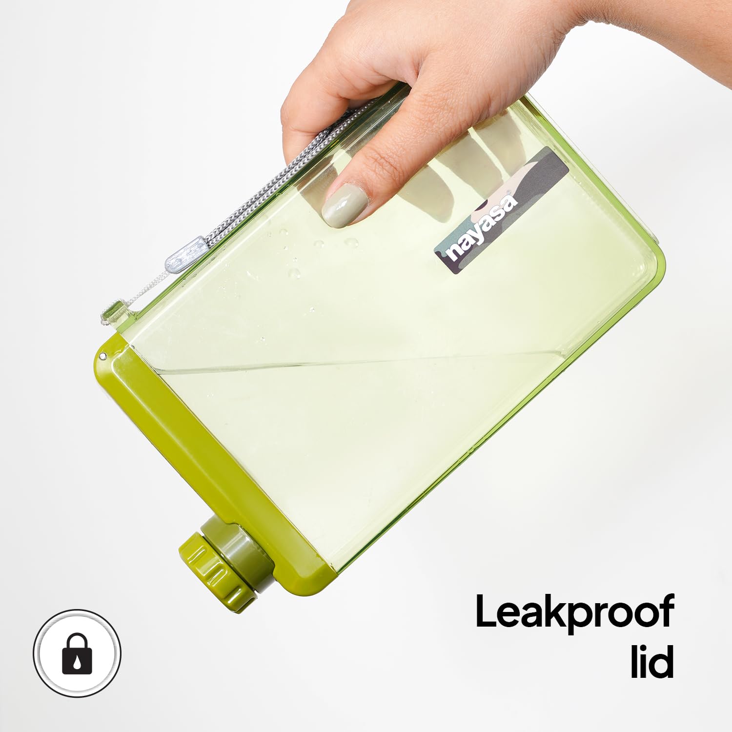Nayasa Zelda 450ml Water Bottle | Slim & Compact | BPA Free | Leakproof | Notebook Water Bottle For School, Office & Travel | Stylish Flat Design | Green