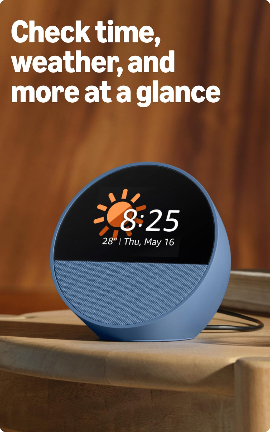 Amazon Echo Spot (latest model), Smart alarm clock with vibrant sound, Alexa and Bluetooth | Blue