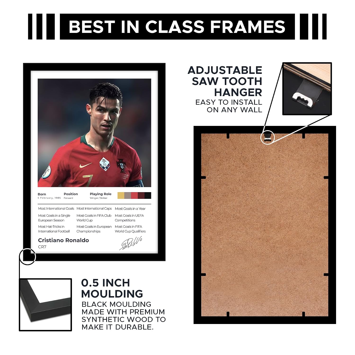 CodersParadise CR7-Inspired Football Icon Poster Frame A4 Framed Wall Art